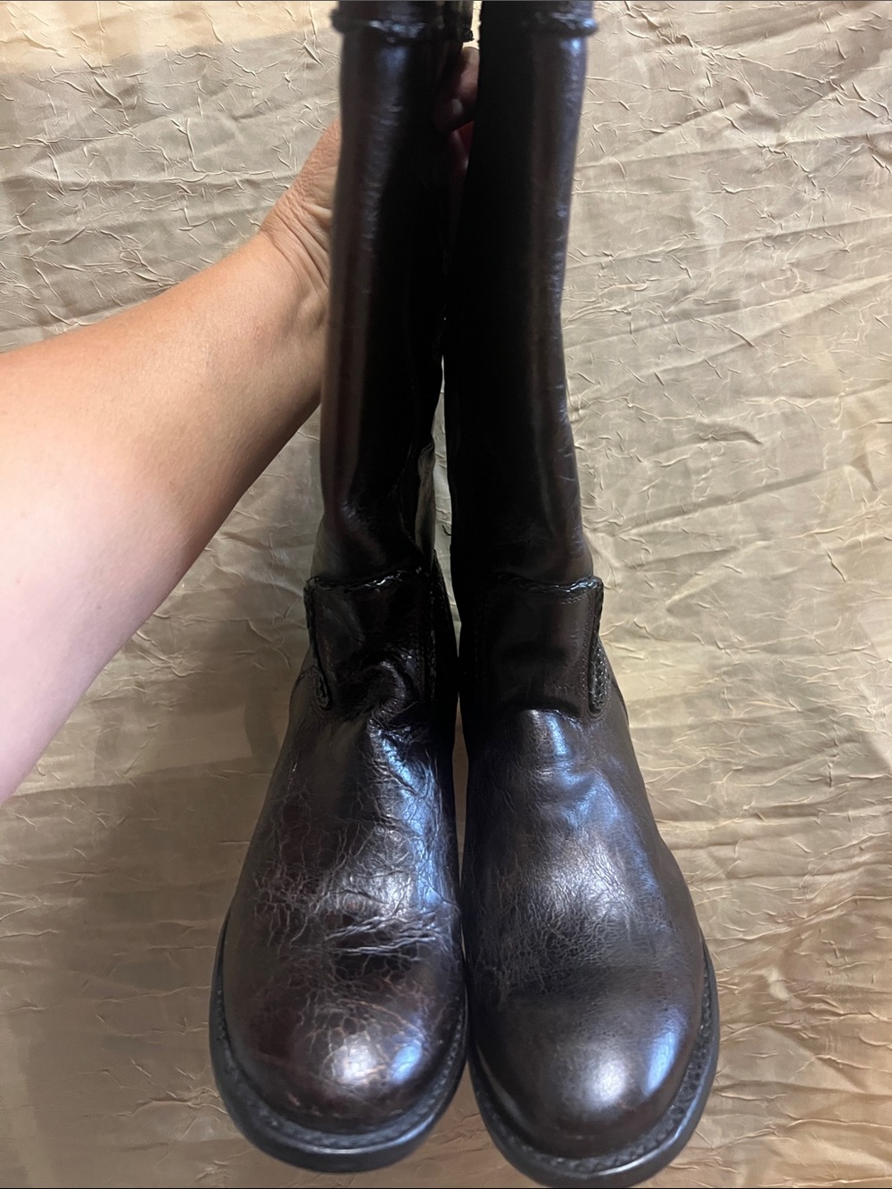 Stetson Distressed Grey Leather Tall Inner-Zip Riding Boots NWOT 7B